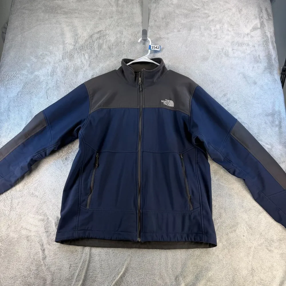 The North Face Apex Bionic Soft Shell Jacket Mens L Blue Gray Colorblock FullZip